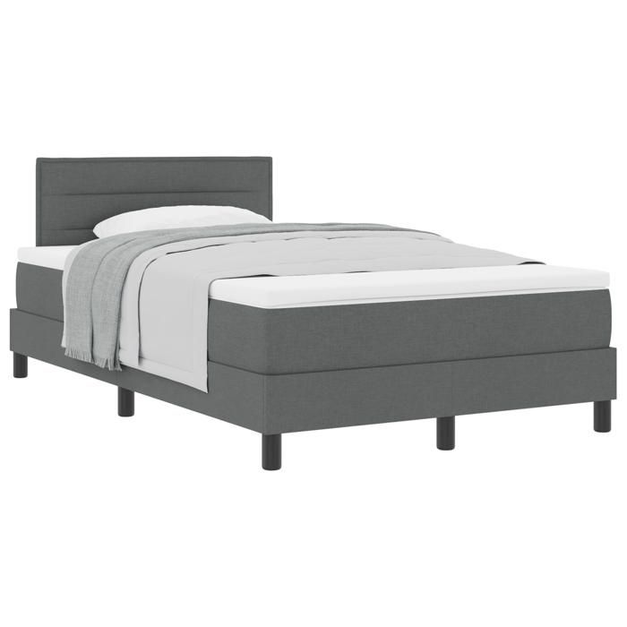 VidaXL Lit Box Spring avec Matelas Gris Foncé 120x200 cm Tissu 3338602