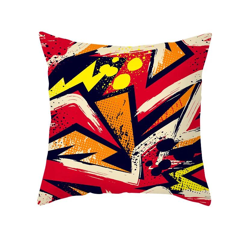 Sofa Office Chair Cushion Cover Luxury Comfortable Flower Pillow Retro Abstract Geometric Printing Pillowcase