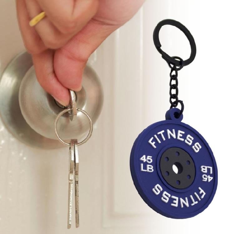 Rubber Fitness Keychain Weightlifting Theme 45lb Engraved Plate Keyring Lightweigh Barbell Plate Key Chain Accessory