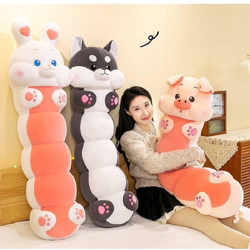 Cute Caterpillar Pet Pillow Two Ha Meng Rabbit Doll Gift For Children Girlfriend Birthday Plush Toy Doll 70cm
