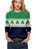 LXF-YT52 Saint Patrick's Day Fair Isle Pullover Sweater - Long Sleeve, Spring and Autumn Fashion.
