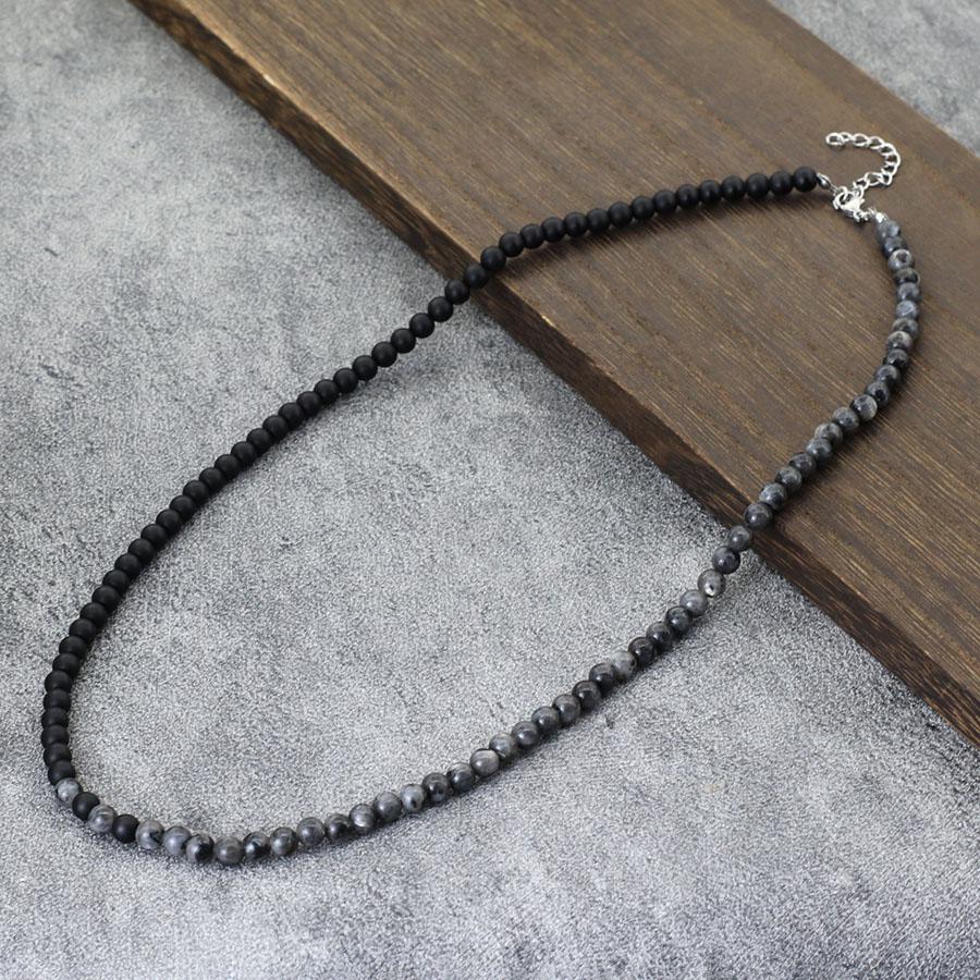 Nuova Collana Bicolore Bianco Nero Per Uomo Fibbia in Acciaio Inossidabile 24 Pollici 6mm Occhio di Tigre Lava Pietra Ematite Collare Curativo