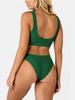 Chic Pittig Effen Tweekleurig Zwempak voor Dames - Sexy Sportieve Bikini 2025, Zwart