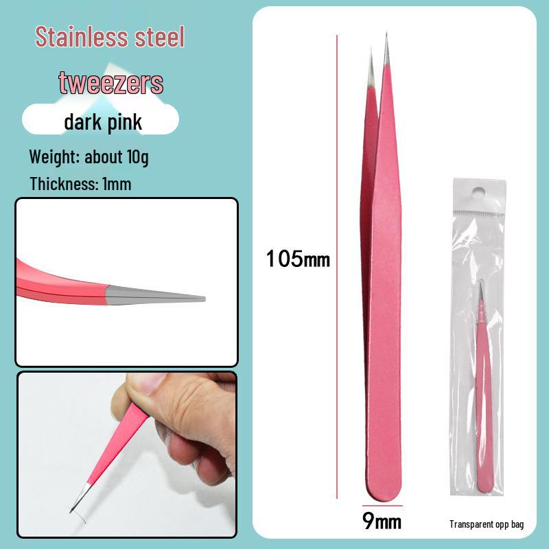 Colorful Stainless Steel Curved Tweezers for False Eyelashes and Planner Clips