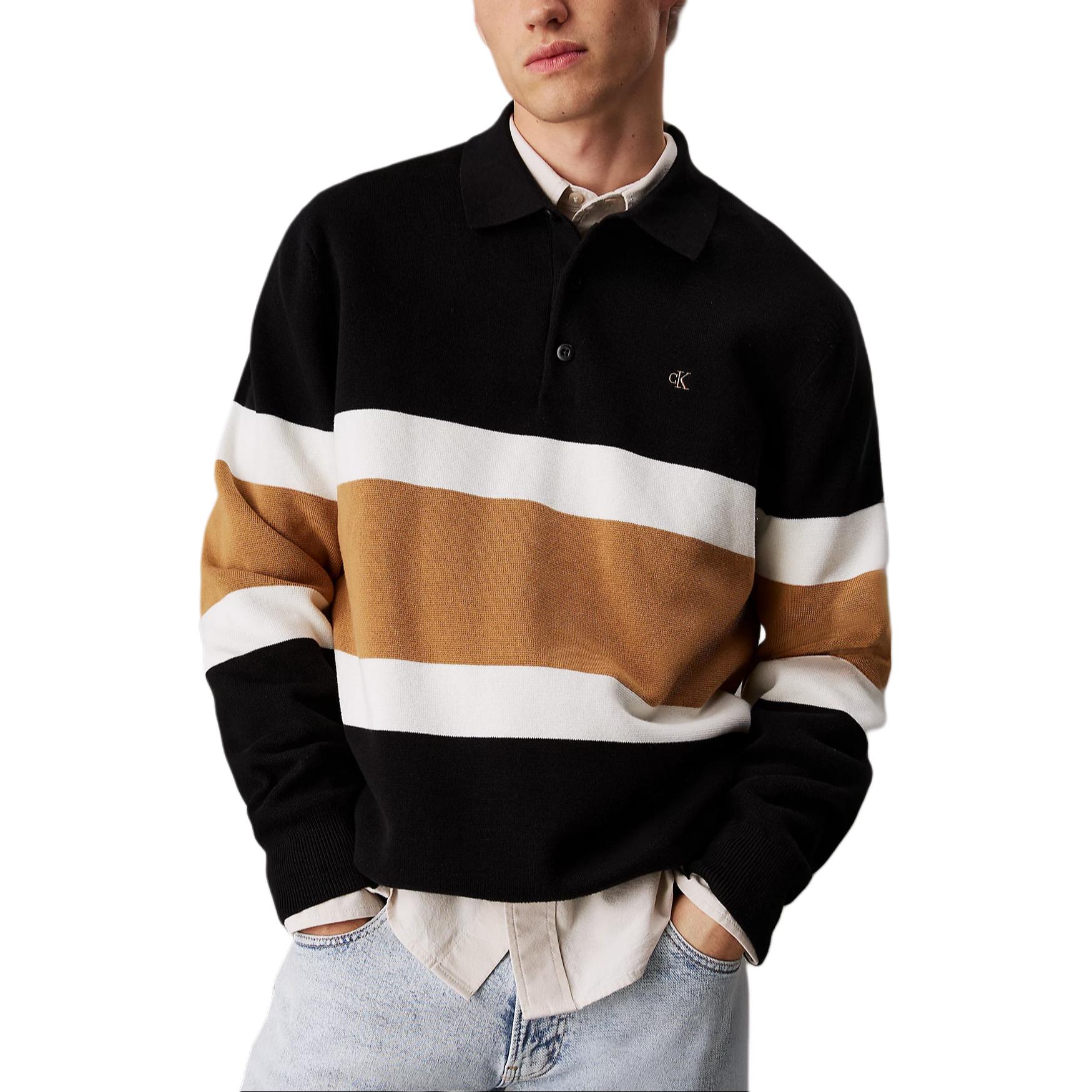 

Calvin Klein Мужская рубашка поло с длинным рукавом, в рубчик, в полоску, с цветовыми блоками, черная, LV04RB301G-UB1 S