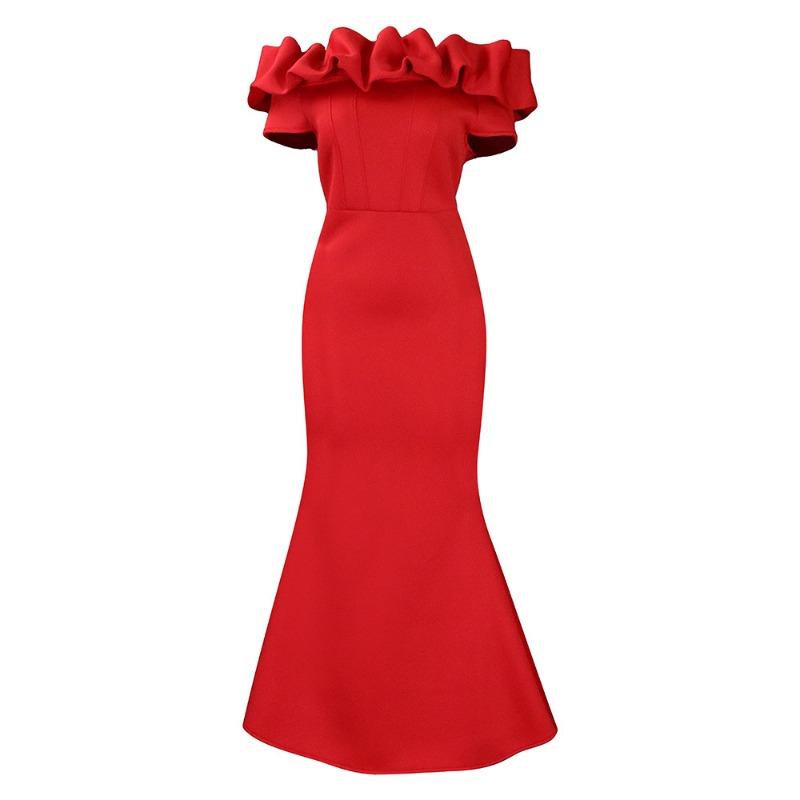 Women's clothing summer one-word collar sexy fishtail dress dress dress