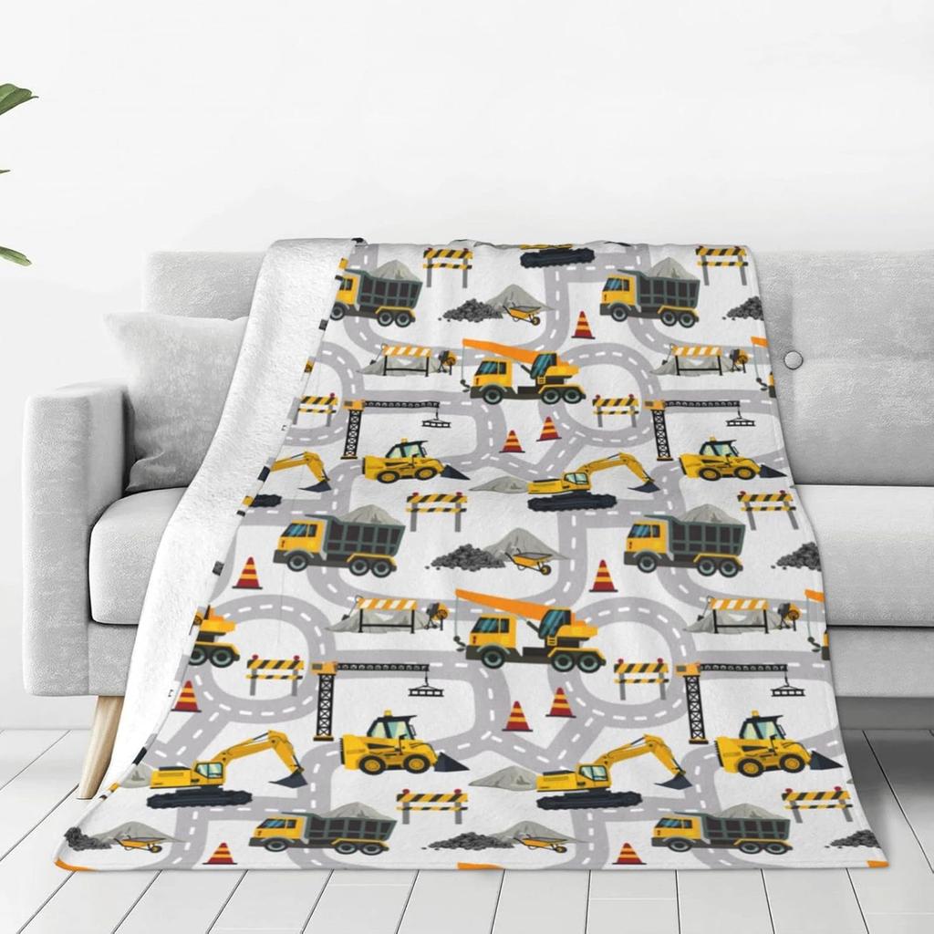 Cartoon Car Throw Blanket Soft Warm Lightweight Cozy Plush Flannel Plush Blanket Bed Couch Sofa Office Decor Gift for Kids Women