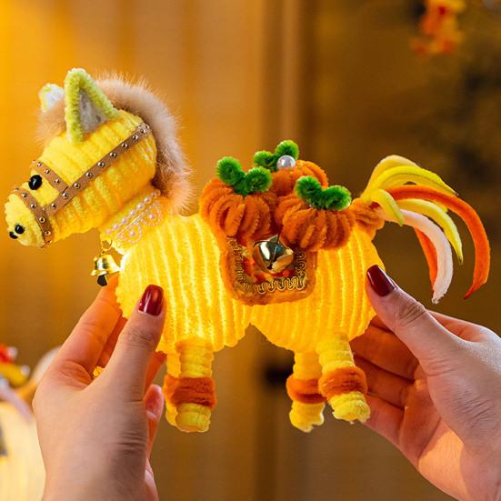 DIY Horse Lantern Kit Twist Stick Horse Lantern Crafting Kit Handmade Light-up Horse Lantern Festive Ornament for Chinese New Year Decoration