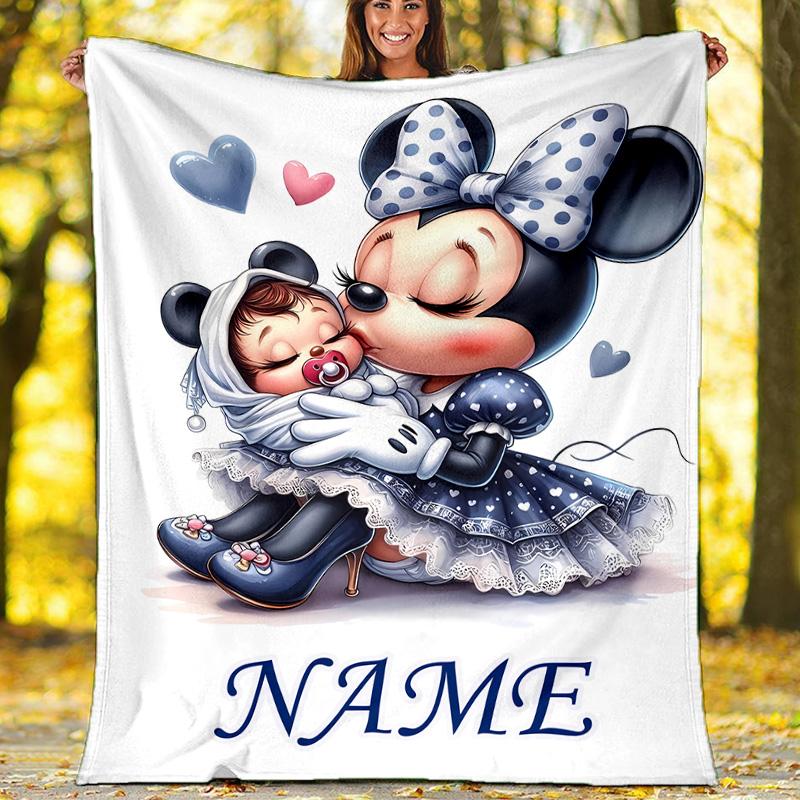 Customizable Minnie Throw Blanket – Personalized Name, All-Season Cozy Snug Blanket, Machine Washable, Personalized Blanket