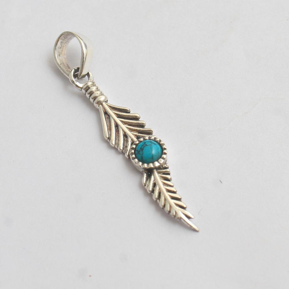 Orecchino pendente in argento con pietra preziosa turchese Gioielleria raffinata fatta a mano in argento sterling 925