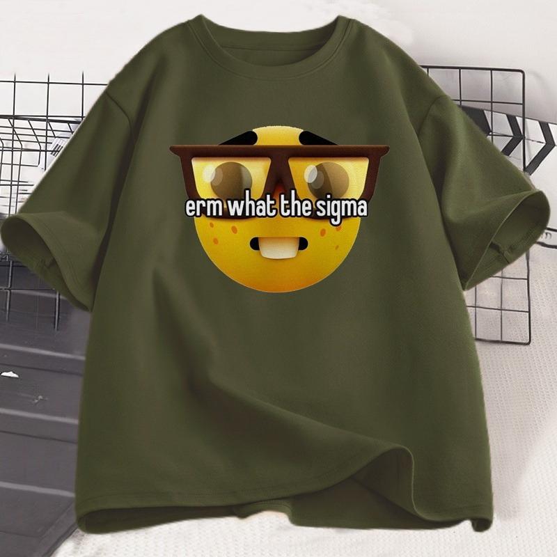 Erm Co ten Sigma Ironic Tričko Weirdcore Nerd Tričko Bavlna Krátký Rukáv Grafické Tričko Dámské Ležérní Kulatý Výstřih Streetwear Trička