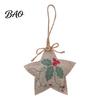 Retro Holiday Home Decor Accents Burlap Christmas Ornaments, Rustic Linen Fabric Hanging Decoration, Tree Ball Stocking Five Pointed Star Toppers