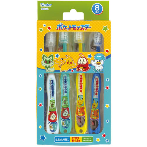Skater Children's Toothbrush, Soft Toothbrush for Elementary School Students (Ages 6-12), 8-Pack, 15.5cm, Pok?mon Design, 2025 TB6SE