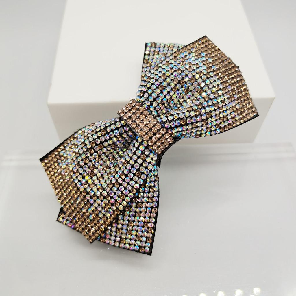 Štrasová mašlička do vlasů: Korejská spona do vlasů v jiskřivém stylu, elegantní čelenka pro celebrity.