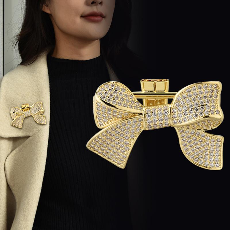 Elegant Atmospheric Bow Corsage Temperament Women'S Coat Fixed Pin Accessories High-End Light Luxury Blazer Corsage