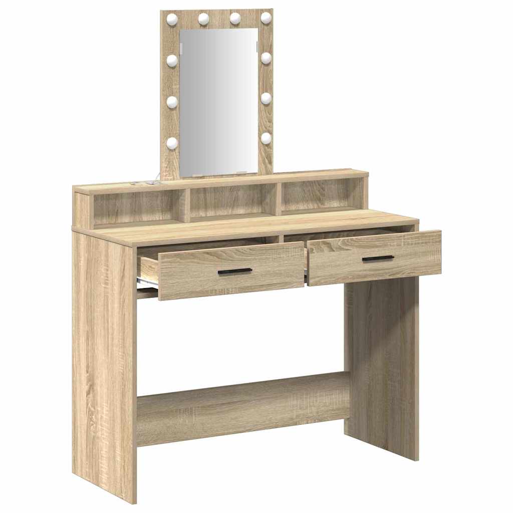 Makeup Table with Storage Brown 100 x 41 x 140 cm Engineered Wood