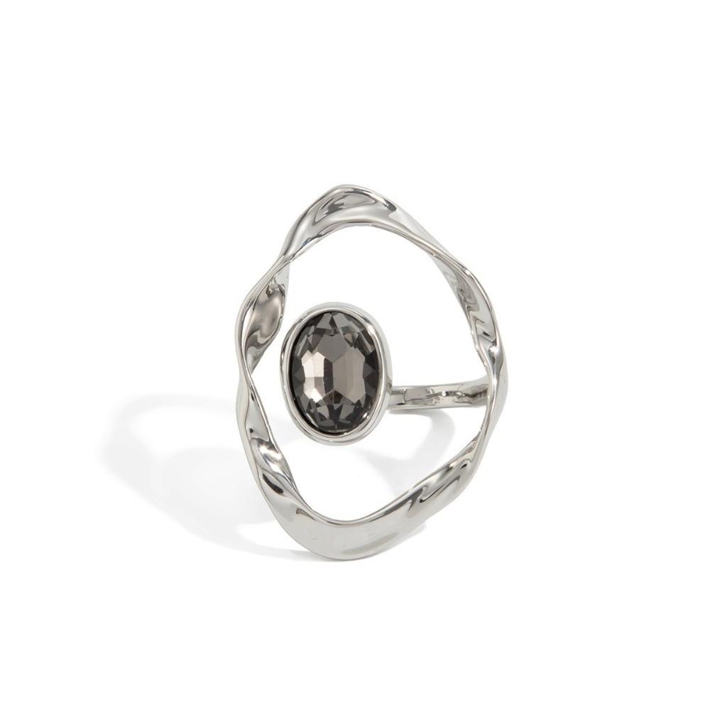 Grey Crystal Geometric Ring Goth Crystal Open Rings Fashion Accessory Finger Ring  Women