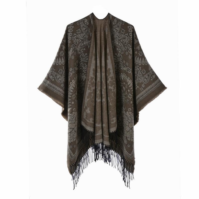 Autumn and winter scarf women's retro shawl scarf split cape travel outside with thermal cape