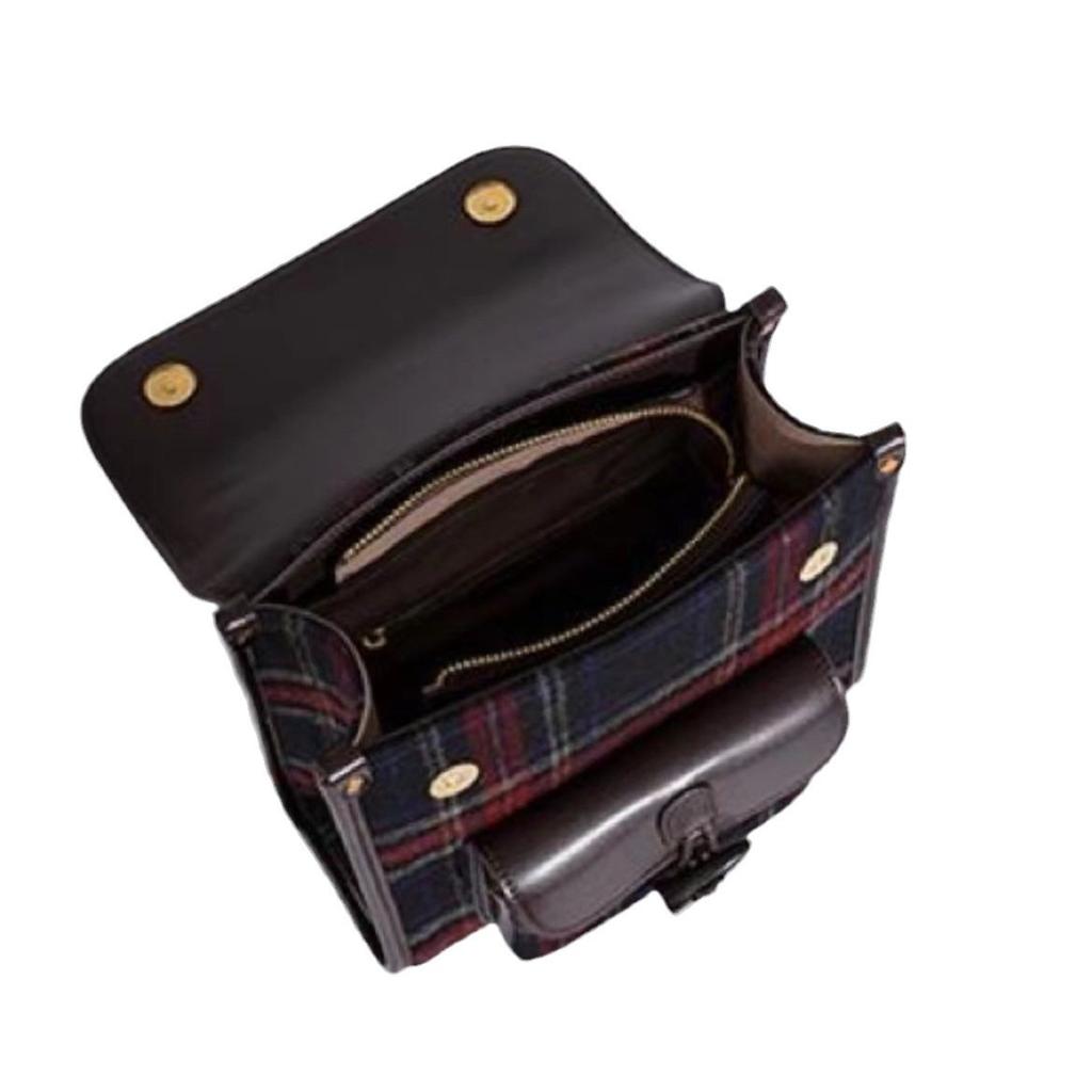 Red And Blue Woolen Retro Design Backpack Horn Buckle Texture Niche Unique Backpack Bag