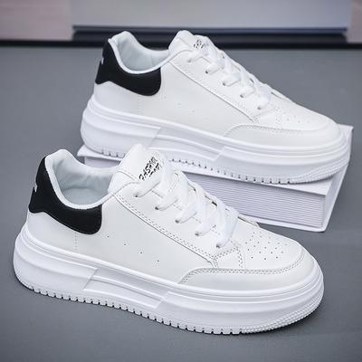 Men's Breathable Light Casual Shoes Summer Soft-sole Flat Walking Shoes Outdoor Thick-sole Youth White Shoes Sports Borad Shoes