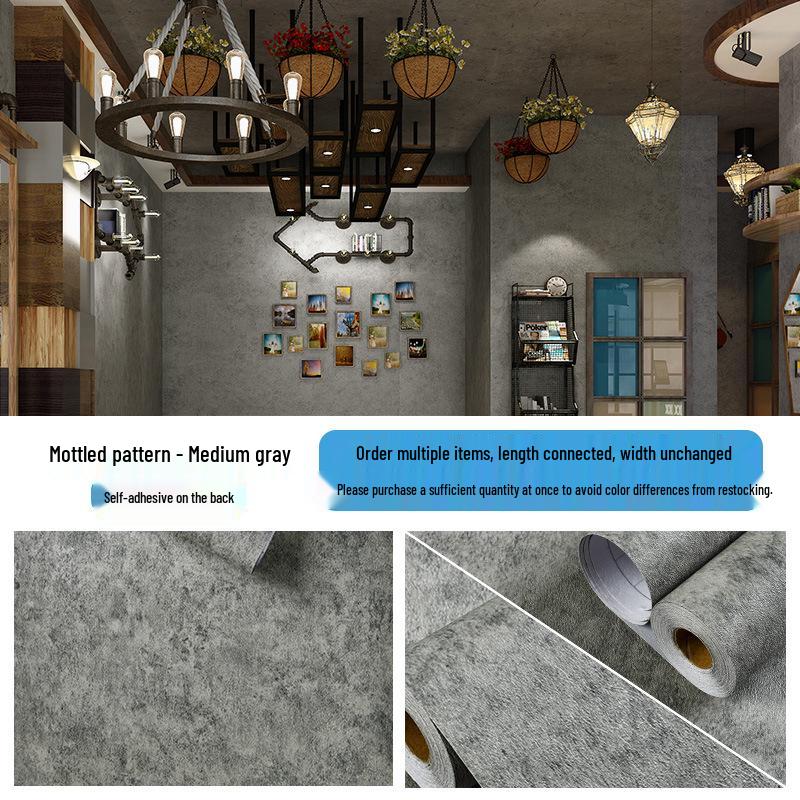 Industrial Style Dark Gray Mottled Texture Self-Adhesive Waterproof Wallpaper