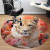 1pc Lion Floral Print Carpet for Office Non-Slip, Round Carpet, Soft & Comfortable, Carpet for Office, Lightweight Round Floor Mat