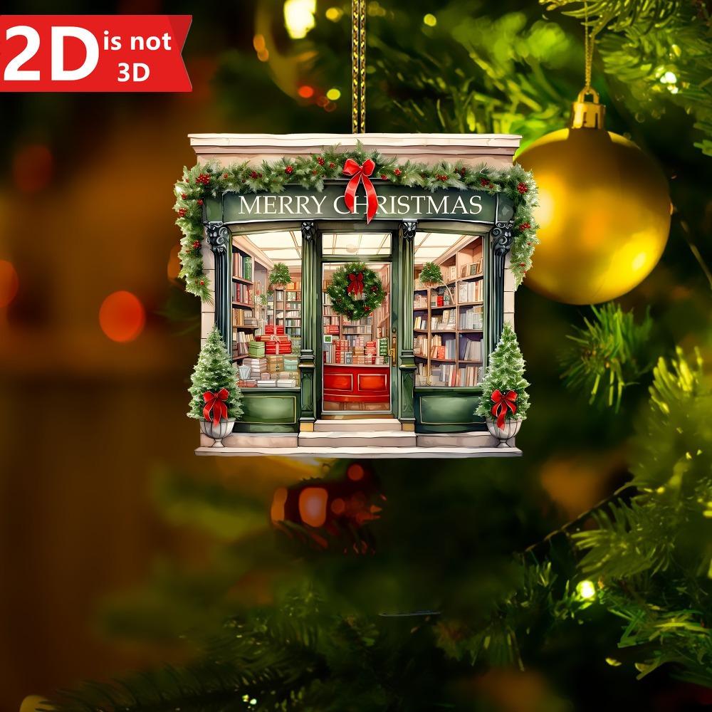 

2D Christmas library wreath, the perfect bookish gift for Halloween and holiday decor. чистый