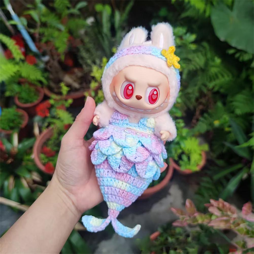 For 17cm Labubu Doll Clothes Fashion Clothes Swimwear Mermaid Clothes Color Match Cherry Suit Dolls Accessories Cute Decoration Little Clothes
