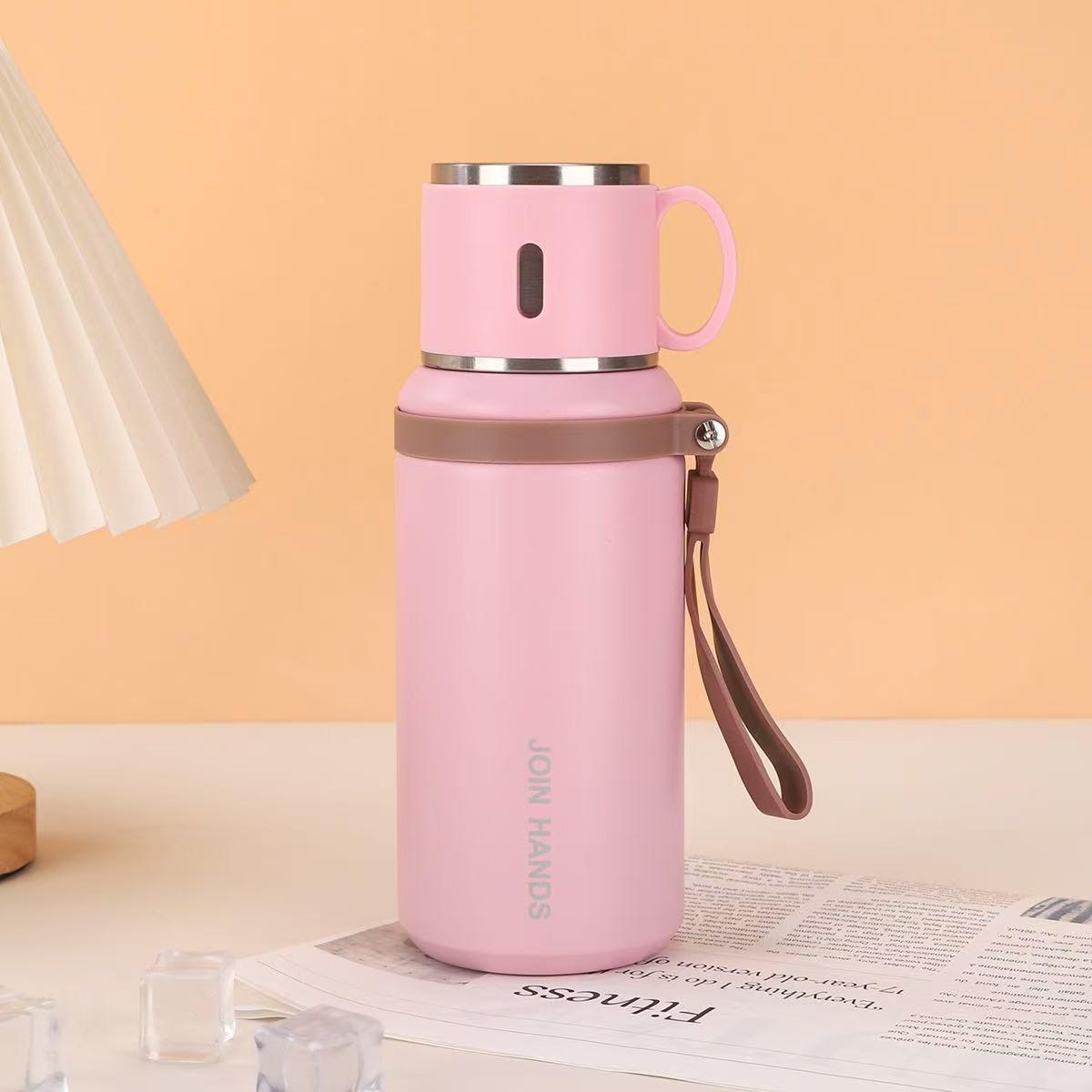 

Бутылка для термоводы 600 мл, бутылка-термос из нержавеющей стали, сохраняет холод, чашка-термос, бутылка для воды, термос для чая, кофе, вакуумные фляги розовый