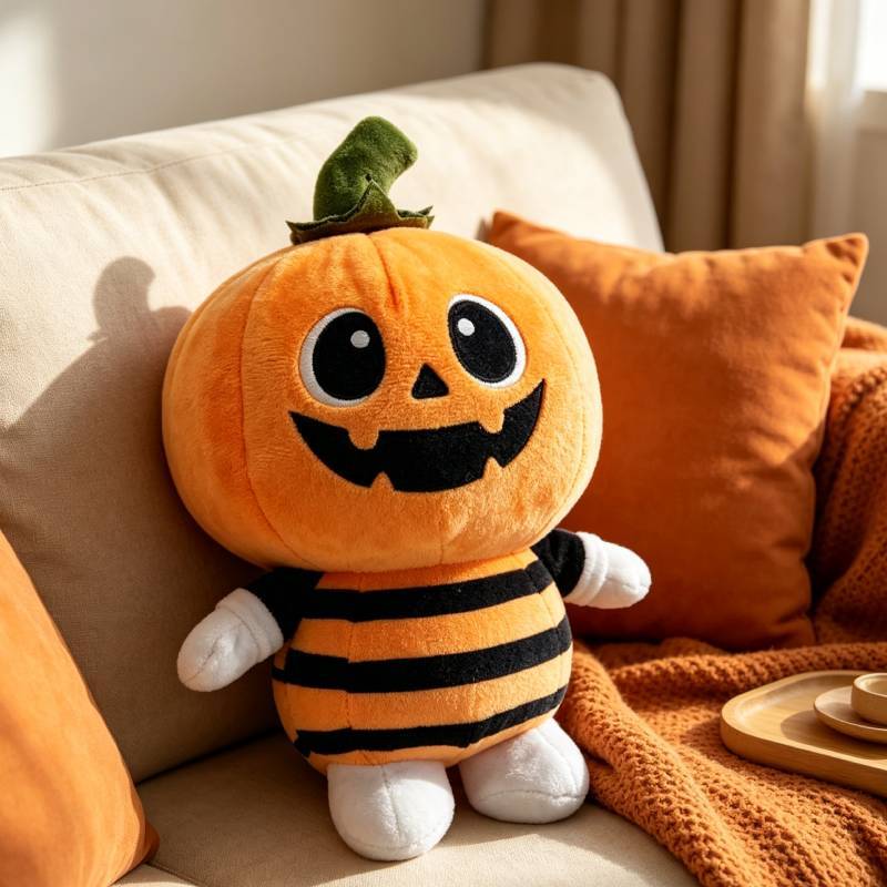 Halloween Pumpkin Plush Toy With Short Pile Velvet For Holiday Decoration And Gift