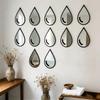 3Pcs Wall Mount Acrylic Mirror Wall Stickers Black Frame Teardrop-Shaped Mirror  Bathroom