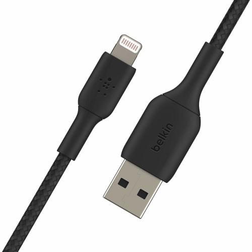 Belkin USB-A To Lightning Cable Braided Braid Compatible with iPhone 13 / 12 / SE / 11 / XR Fast Charging Ultra Durable MFi Certified 3M Black BOOST C