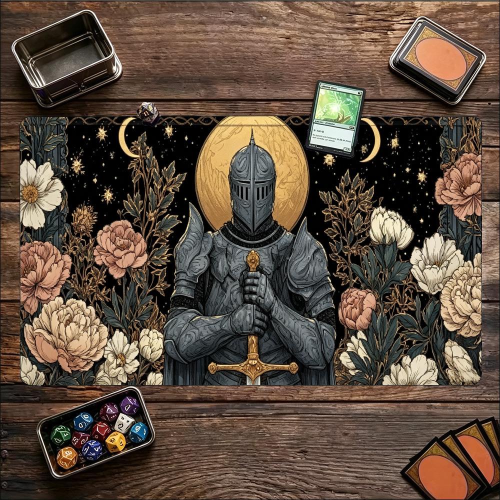 Gothic Dark Knight Large Game Playmat Non Slip Rubber Table Mat For Tabletop Trading Card Board Game Card Gaming Supplies