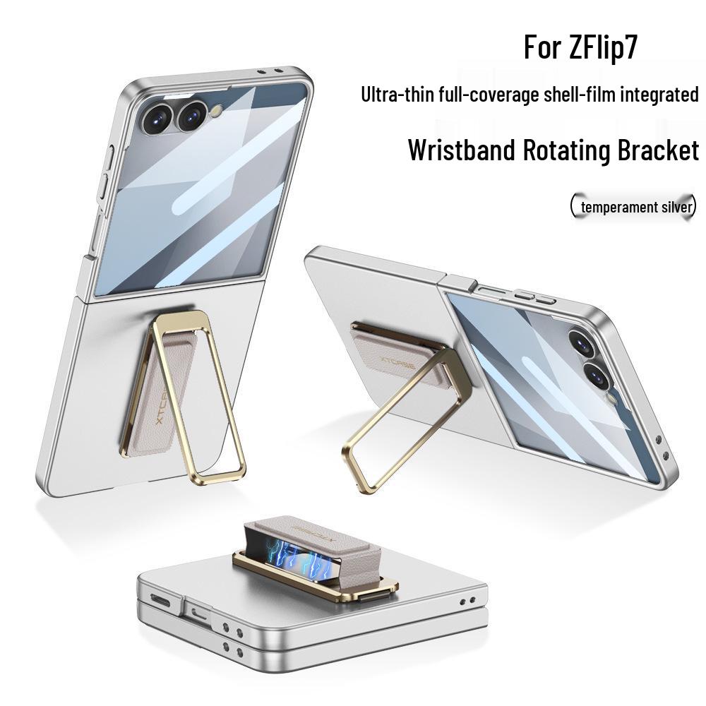 Samsung Z Flip7 Phone Case with Wrist Strap & Rotating Stand - Premium Protection for Folding Screen