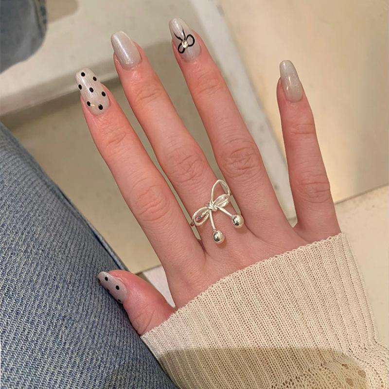 Vintage Do Old Niche Bow Adjustable Openings Ring Sweet Index Finger Ring Men and Women Set of Rings Finger Rings  Creative Geometric Party Jewelry