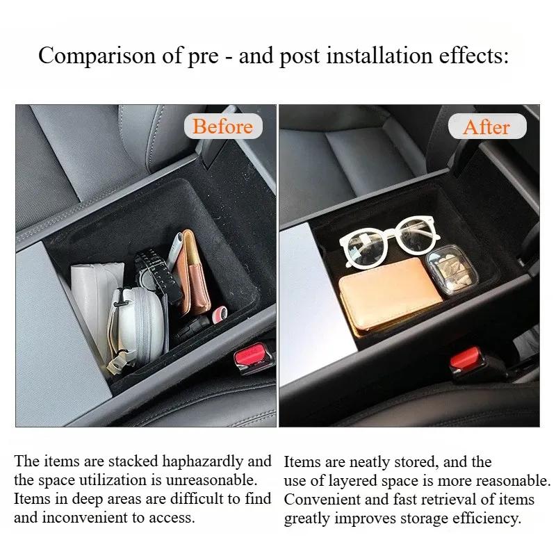 For Tesla Model Y Juniper 2025 Model 3 Highland Central Control Storage Box Armrest Box Storage Organizer Tray Car Accessories