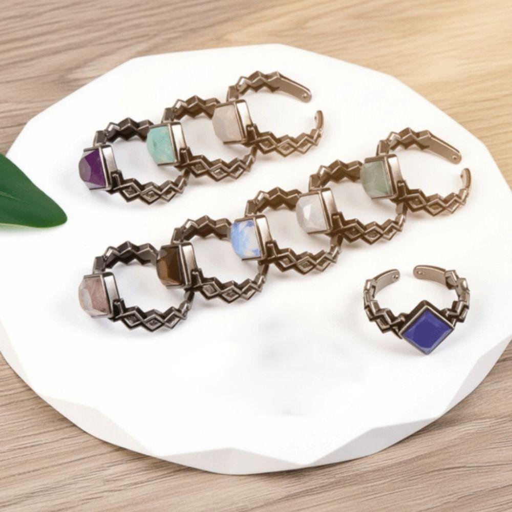 Retro Style Stone Ring White Crystal Finger Ring Newest Handmade Jewelry  Gift For Women