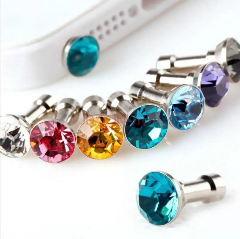 10 PIÈCES Mignon Strass Brillant Bouchon Jack Casque Audio Beau et Simple Anti-Poussière Accessoires 3.5mm