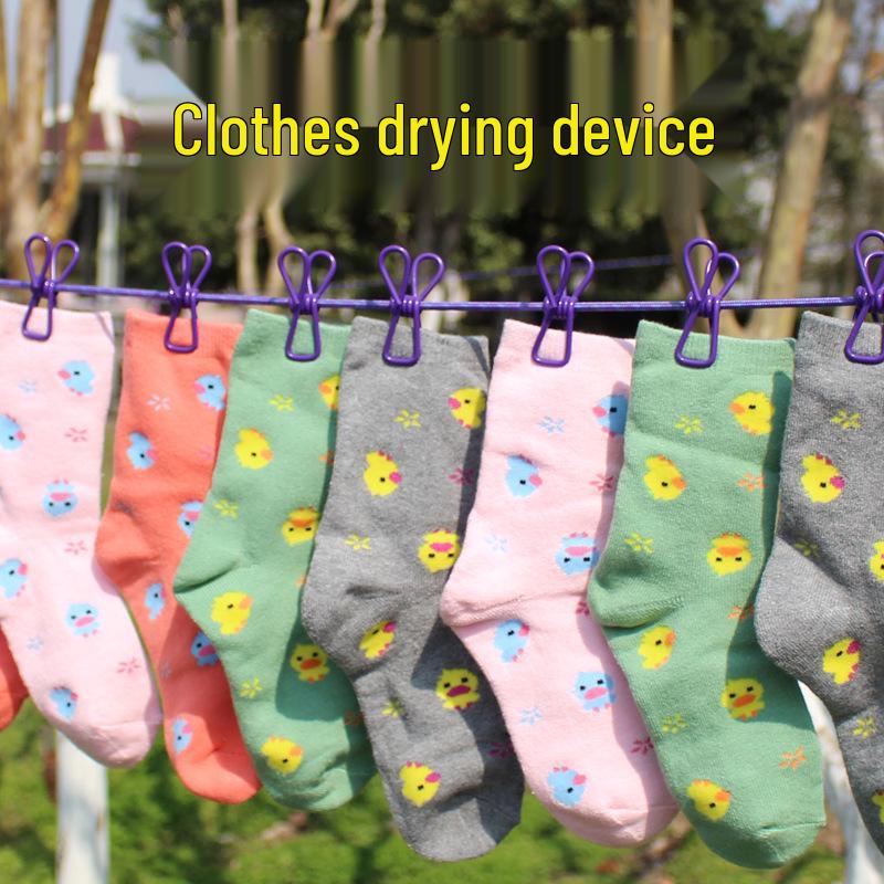 Přenosný větruodolný zatahovací sušák na prádlo s 12 protiskluzovými kolíčky