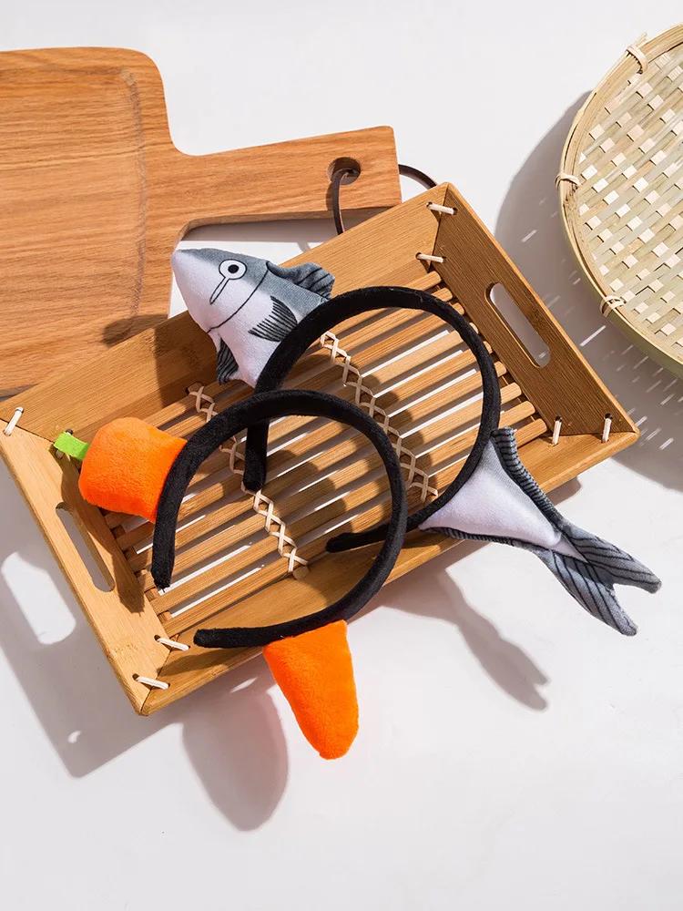 Funny Hair Bands Set Carrot Shark Headband Salted Fish Hairpin, Quirky Hair Accessories for Women Children Cute Gift Idea