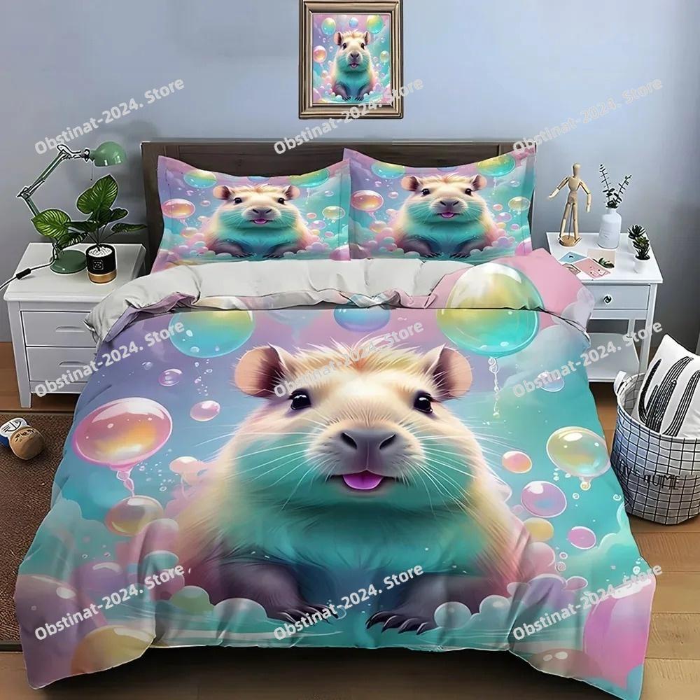 3D Adorable Lovely Carton Capybara Print Beding Set Soft Duvet Cover featuring Pilowcases Adult People plus Children Beding Set Premium Gifts