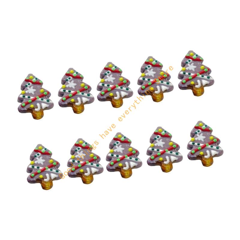 10Pcs Festival Tree Beads Hand Painted Glass Beads For Christmas Tree Decoration Bracelets Jewelry Accessories 55KF