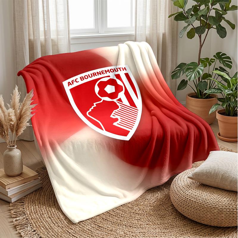 Bournemouth Football Print Flannel Blanket, Soft Warm Lightweight Throw Blanket for Sofa Bed Camping