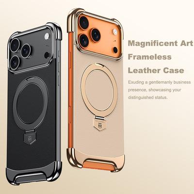 Lyxigt Läder Ultratunt Ramlöst Magnetiskt Skal För iPhone 17 16 15 14 13 Pro Max 17Air 17Pro Metallfäste Anti-Fall Stötfångare
