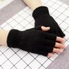 Half-finger Men's Gloves Autumn and Winter Dew Two-finger Thickened Warm Touch Screen Plush Wool Cold-proof Outdoor Cycling Knitting