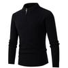Men's Winter Cable Knit Half-Zip Sweater - Casual Fashion Base Layer