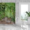 1 piece of 180x180cm green leaf brick wall landscape printed shower curtain partition, bathroom waterproof and mold resistant