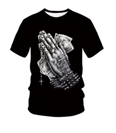 Vintage Cross Graphic Print Men's T-Shirt 2025 New Street Trendy T-Shirt