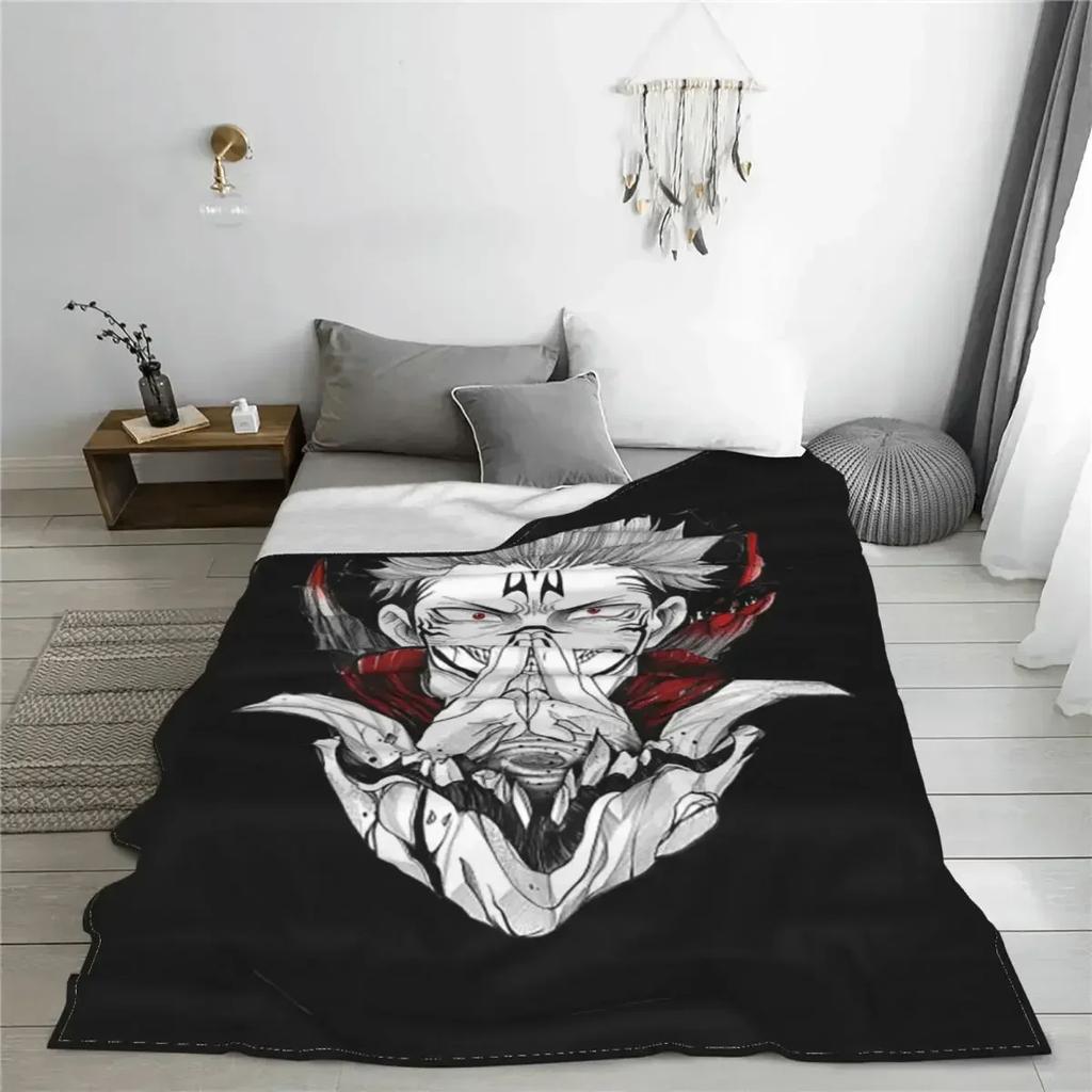Jujutsu Kaisen Sukuna Decke Anime Manga Flanell Lustige warme Überwurfdecken für Bettdecke Winter