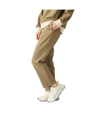 Marie Claire Sports Women's Wide Leg Jacquard Jersey Pants with Side Panels, Sporty, Green (KH, LL)